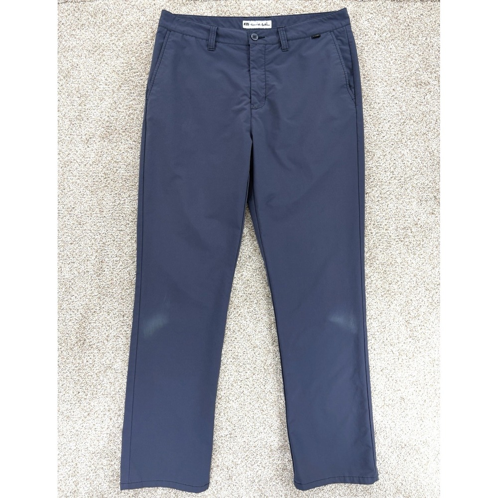 Travis Mathew Pants Mens 34x32 Slate Blue Open to Close Golf Chino *Faded Knees